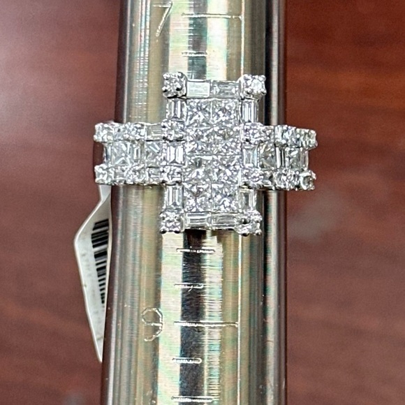 VINTAGE 18K WHITE GOLD 3 CT NATURAL DIAMOND RING! - Picture 7 of 13